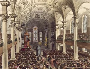 ジョセフコンスタンティンスタドラー（fl.1780-1812）、1809（アクアチント）によって彫刻された「ロンドンのアッカーマンの小宇宙」からの野原のセントマーチンズ 作： Pugin and Rowlandson